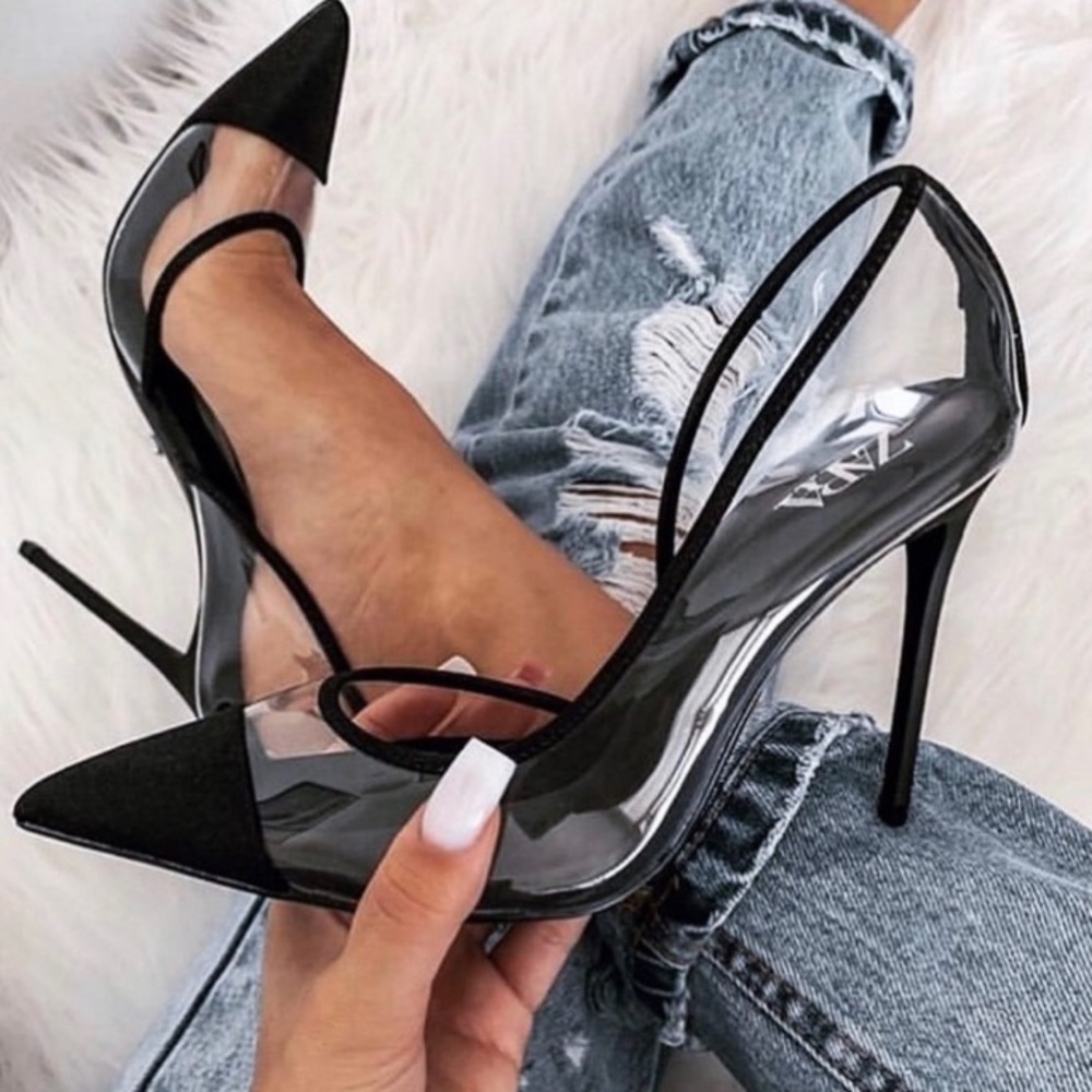 ZARA VINYL HIGH HEELS Pumps Suede 38 7 1/2